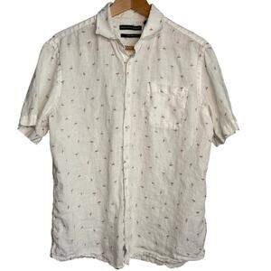 Saks Fifth Avenue White Linen Button Down Shirt